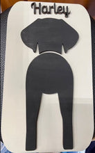 Load image into Gallery viewer, Super cute, customizable leash holder.  Custom laser cut & painted.   Please send name or word you'd like at the top of the leash holder.  Limit 10 characters.
