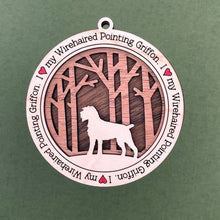 Load image into Gallery viewer, Share the love for our furry friends with these beautiful I Love My Dog ornaments!  250 Breeds available.  Send us the name you'd like personalized on it & we'll add it to your ornament.