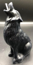 Load image into Gallery viewer, This all natural beeswax candle in the shape of a howling wolf is sure to please any wolf or dog lover. Handmade in the USA.