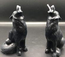 Load image into Gallery viewer, This all natural beeswax candle in the shape of a howling wolf is sure to please any wolf or dog lover. Handmade in the USA.
