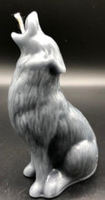 Load image into Gallery viewer, This all natural beeswax candle in the shape of a howling wolf is sure to please any wolf or dog lover. Handmade in the USA.