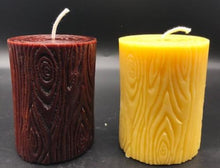 Load image into Gallery viewer, This log inspired beeswax pillar candle would be great in any cabin or rustic setting. Perfect for nature lovers!