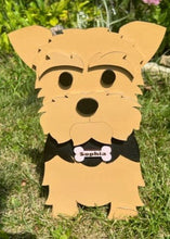 Load image into Gallery viewer, Let this adorable 'Yorkie' Yorkshire Terrier Dog Planter help welcome guests to your home.  Custom dog tags with your dogs name also available (please message us - adds $5 to cost of planter box).  Great gift for the dog lovers in your life!