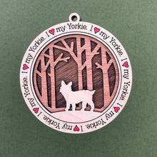 Load image into Gallery viewer, Share the love for our furry friends with these beautiful I Love My Dog ornaments!  250 Breeds available.  Send us the name you'd like personalized on it & we'll add it to your ornament.