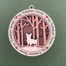 Load image into Gallery viewer, Share the love for our furry friends with these beautiful I Love My Dog ornaments!  250 Breeds available.  Send us the name you'd like personalized on it & we'll add it to your ornament.