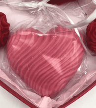 Load image into Gallery viewer,  Heart Shaped Goat's Milk Soap with Swirl Pattern from our Valentine's Day Heart Shaped Gift Box Set.