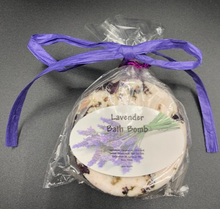 Load image into Gallery viewer, Lavender Bath Bomb included in our Lavender & Loofah Gift Basket .  These luscious bath bombs will sooth your skin while the calming lavender scent washes your cares away.