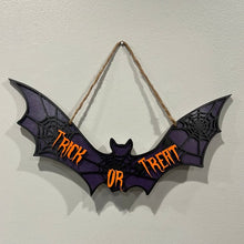 Load image into Gallery viewer, Bat Halloween Sign Door Hanger