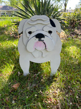 Load image into Gallery viewer, Let this adorable Bulldog Planter help welcome guests to your home.  Custom dog tags with your dogs name also available.  Great gift for the dog lovers in your life!
