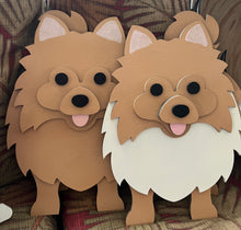 Load image into Gallery viewer, Let this adorable Pomeranian Dog Planter help welcome guests to your home.  Custom dog tags with your dogs name also available (please message us - adds $5 to cost of planter box).  Great gift for the dog lovers in your life!
