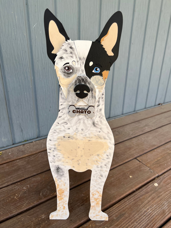 Let this adorable Australian Cattle Dog / Blue Heeler Dog Planter help welcome guests to your home.  Custom dog tags with your dogs name also available.  Great gift for the dog lovers in your life!