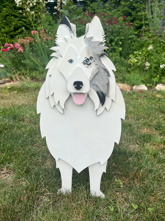 Let this adorable Sheltie Planter box / decor help welcome guests to your home (custom design shown).  Custom dog tags with your dogs name also available here. Great gift for the dog lovers in your life!  