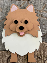 Load image into Gallery viewer, Let this adorable Pomeranian Dog Planter help welcome guests to your home.  Custom dog tags with your dogs name also available (please message us - adds $5 to cost of planter box).  Great gift for the dog lovers in your life!
