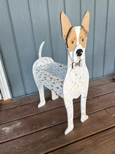 Let this adorable Australian Cattle Dog / Blue Heeler Dog Planter help welcome guests to your home.  Custom dog tags with your dogs name also available.  Great gift for the dog lovers in your life!