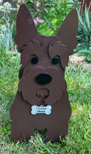Load image into Gallery viewer, Let this adorable Scottie Dog Planter help welcome guests to your home.  Custom dog tags with your dogs name also available (please message us - adds $5 to cost of planter box).  Great gift for the dog lovers in your life!
