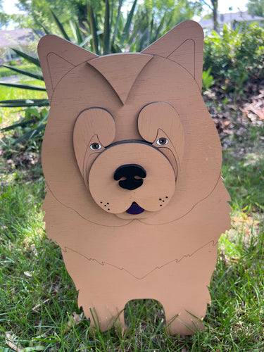 Let this adorable Chow Chow Dog Planter help welcome guests to your home.  Custom dog tags with your dogs name also available (please message us - adds $5 to cost of planter box).  Great gift for the dog lovers in your life!