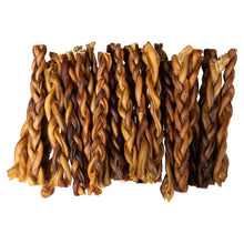 Load image into Gallery viewer, 12” Triple Braided Bully Sticks – Durable, All-Natural Chews

Our 12” Triple Braided Bully Sticks are a premium, all-natural chew crafted from three strands of 100% beef pizzle, tightly woven together for extra strength and longer-lasting chew time. The triple-braided construction creates a tougher texture that’s perfect for dogs who love a challenge.
