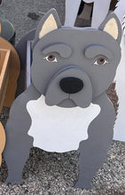 Load image into Gallery viewer, Let this adorable Pit Bull Dog Planter box help welcome guests to your home.  Custom dog tags with your dogs name also available (please message us - adds $5 to cost of planter box).  Great gift for the dog lovers in your life!

