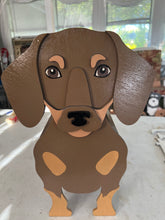 Load image into Gallery viewer, Let this adorable Dachshund Dog Planter box help welcome guests to your home.  Custom dog tags with your dogs name also available here. Great gift for the dog lovers in your life! 

