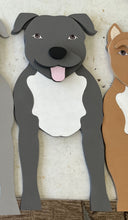 Load image into Gallery viewer, Let this adorable Pit Bull Dog Planter box help welcome guests to your home.  Custom dog tags with your dogs name also available (please message us - adds $5 to cost of planter box).  Great gift for the dog lovers in your life!
