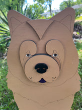Load image into Gallery viewer, Let this adorable Chow Chow Dog Planter help welcome guests to your home.  Custom dog tags with your dogs name also available (please message us - adds $5 to cost of planter box).  Great gift for the dog lovers in your life!
