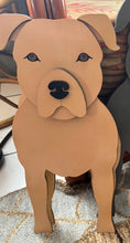 Load image into Gallery viewer, Let this adorable Pit Bull Dog Planter box help welcome guests to your home.  Custom dog tags with your dogs name also available (please message us - adds $5 to cost of planter box).  Great gift for the dog lovers in your life!
