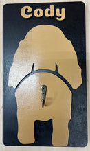 Load image into Gallery viewer, Keep your dog’s essentials organized while adding a personalized touch to your home with this custom dog leash holder. Featuring your dog’s breed silhouette and personalized name, each leash holder is precision laser cut from premium maple plywood and individually hand-painted, making every piece a unique keepsake for your favorite four-legged friend.
