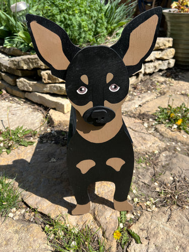 This adorable Min Pin Planter Box is sure to brighten your day.  The perfect gift for the dog lover in your life.  