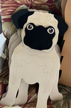 Load image into Gallery viewer, Let this adorable Pug Planter help welcome guests to your home.  Custom dog tags with your dogs name also available (please message us - adds $5 to cost of planter box).  Great gift for the dog lovers in your life!
