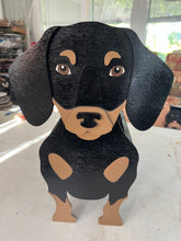 Load image into Gallery viewer, Let this adorable Dachshund Dog Planter box help welcome guests to your home.  Custom dog tags with your dogs name also available here. Great gift for the dog lovers in your life! 
