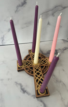 Load image into Gallery viewer, Celebrate the Season with our Advent Beeswax Taper Candle Bundle

Bring warmth, tradition, and elegance to your holiday gatherings with this festive Advent bundle of pure beeswax taper candles. This set includes a beautiful light pink taper, a white taper and three deep purple tapers
