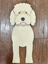 Load image into Gallery viewer, Welcome guests with a little Goldendoodle personality! Our Goldendoodle Planter Box is handmade and hand-painted to bring the lovable, fluffy look of this favorite breed to your porch, entryway, sunroom, or home.
