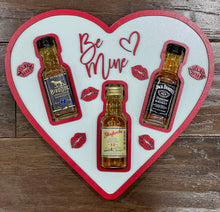 Load image into Gallery viewer, Celebrate your loved one with this Boozy Valentine Heart Box.&nbsp; This fun gift features 3 slots to insert the mini bottle of your choice (booze is NOT included).&nbsp; Upgrade your gift giving this year &amp; give that special someone what they really want!
