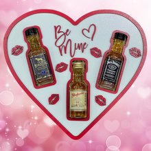 Load image into Gallery viewer, Celebrate your loved one with this Boozy Valentine Heart Box.&nbsp; This fun gift features 3 slots to insert the mini bottle of your choice (booze is NOT included).&nbsp; Upgrade your gift giving this year &amp; give that special someone what they really want!
