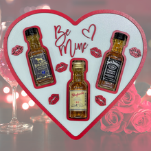 Load image into Gallery viewer, Celebrate your loved one with this Boozy Valentine Heart Box.&nbsp; This fun gift features 3 slots to insert the mini bottle of your choice (booze is NOT included).&nbsp; Upgrade your gift giving this year &amp; give that special someone what they really want!
