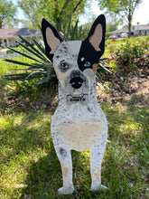 Load image into Gallery viewer, Let this adorable Australian Cattle Dog / Blue Heeler Dog Planter help welcome guests to your home.  Custom dog tags with your dogs name also available.  Great gift for the dog lovers in your life!
