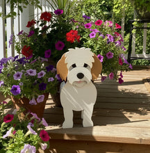 Load image into Gallery viewer, Add a soft, sweet touch to your home with our Cavachon Dog Planter Box Decor—a delightful piece inspired by the lovable Cavalier King Charles Spaniel &amp; Bichon Frise mix. With its fluffy charm and gentle expression, this handcrafted planter is the perfect way to welcome guests and show off your love for this adorable breed.
