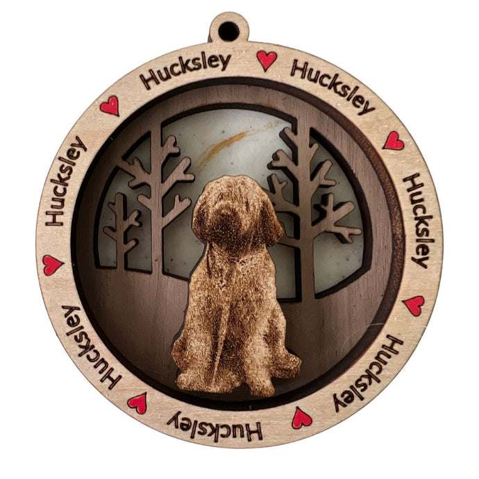 Create your own one-of-a-kind ornament using your pets photo!  These specialty ornaments are sure to be treasured for a lifetime.  Let us know what you'd like it to say around the outer rim of the ornament to make it the perfect gift for your loved one.  