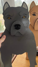 Load image into Gallery viewer, Let this adorable Pit Bull Dog Planter box help welcome guests to your home.  Custom dog tags with your dogs name also available (please message us - adds $5 to cost of planter box).  Great gift for the dog lovers in your life!
