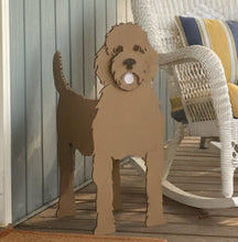 Load image into Gallery viewer, Let this adorable Goldendoodle Planter help welcome guests to your home.  Custom dog tags with your dogs name also available.  Great gift for the dog lovers in your life!

