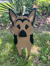 Load image into Gallery viewer, Let this adorable German Shepherd Dog Planter box help welcome guests to your home.  Custom dog tags with your dogs name also available here. Great gift for the dog lovers in your life! 
