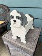 Load image into Gallery viewer, Let this adorable Shih Tzu Dog Planter box help welcome guests to your home.  Custom dog tags with your dogs name also available here. Great gift for the dog lovers in your life! 
