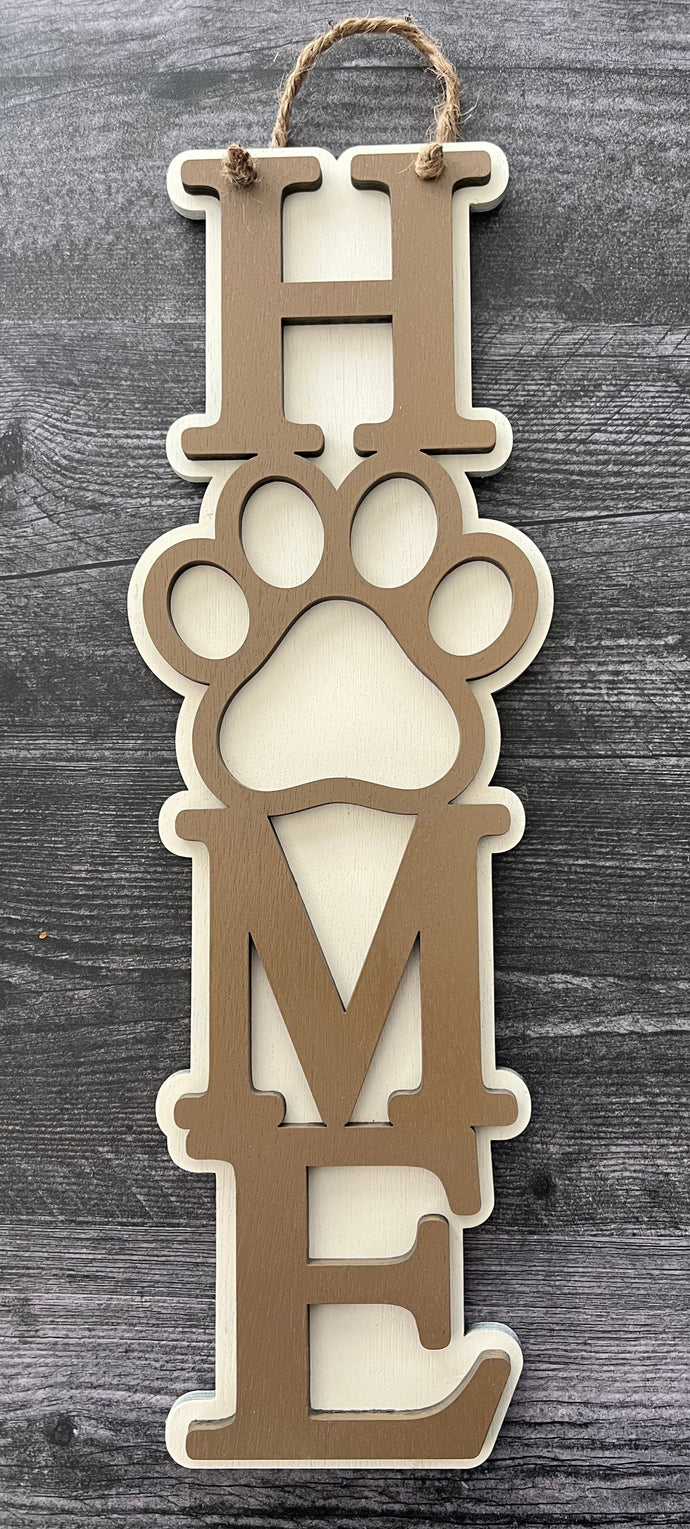 Welcome everyone (especially the fur babies) into your home with this adorable sign!  The purr-fect gift for your pet loving friends & loved ones!   
