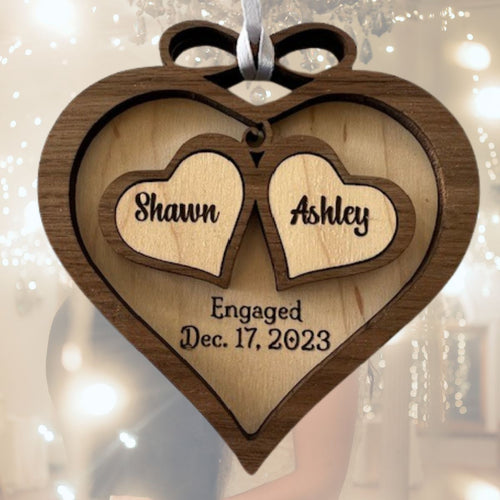 This beautiful Love Ornament can be customized with the couple's names and wedding or engagement date to create a lasting keepsake that will be treasured for years to come.  