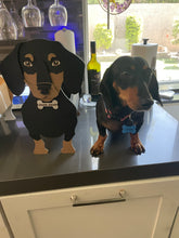 Load image into Gallery viewer, Let this adorable Dachshund Dog Planter box help welcome guests to your home.  Custom dog tags with your dogs name also available here. Great gift for the dog lovers in your life! 
