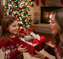 Load image into Gallery viewer, Celebrate everyone who makes your house a home with this beautiful Personalized Family Christmas Ornament. Featuring a cozy fireplace scene, personalized stockings, and your family name on the mantel, this hand-painted keepsake is a special way to celebrate your family at Christmas.
