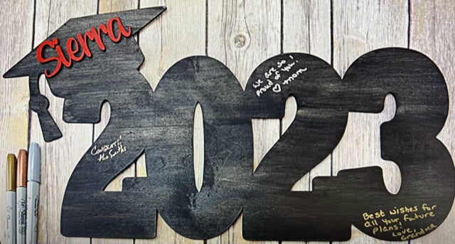 Personalized Graduation Guestbook Sign - Custom Wooden Class Of 2024 Signature Board