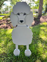 Load image into Gallery viewer, Let this adorable Poodle Dog Planter help welcome guests to your home.  Custom dog tags with your dogs name also available (please message us - adds $5 to cost of planter box).  Great gift for the dog lovers in your life!
