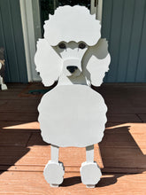 Load image into Gallery viewer, Let this adorable Poodle Dog Planter help welcome guests to your home.  Custom dog tags with your dogs name also available (please message us - adds $5 to cost of planter box).  Great gift for the dog lovers in your life!

