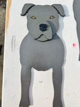 Load image into Gallery viewer, Let this adorable Pit Bull Dog Planter box help welcome guests to your home.  Custom dog tags with your dogs name also available (please message us - adds $5 to cost of planter box).  Great gift for the dog lovers in your life!
